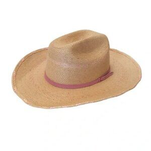 Atwood Cowgirl Hat Raffia Woven Brimmed Hat‎ Pink Large Western